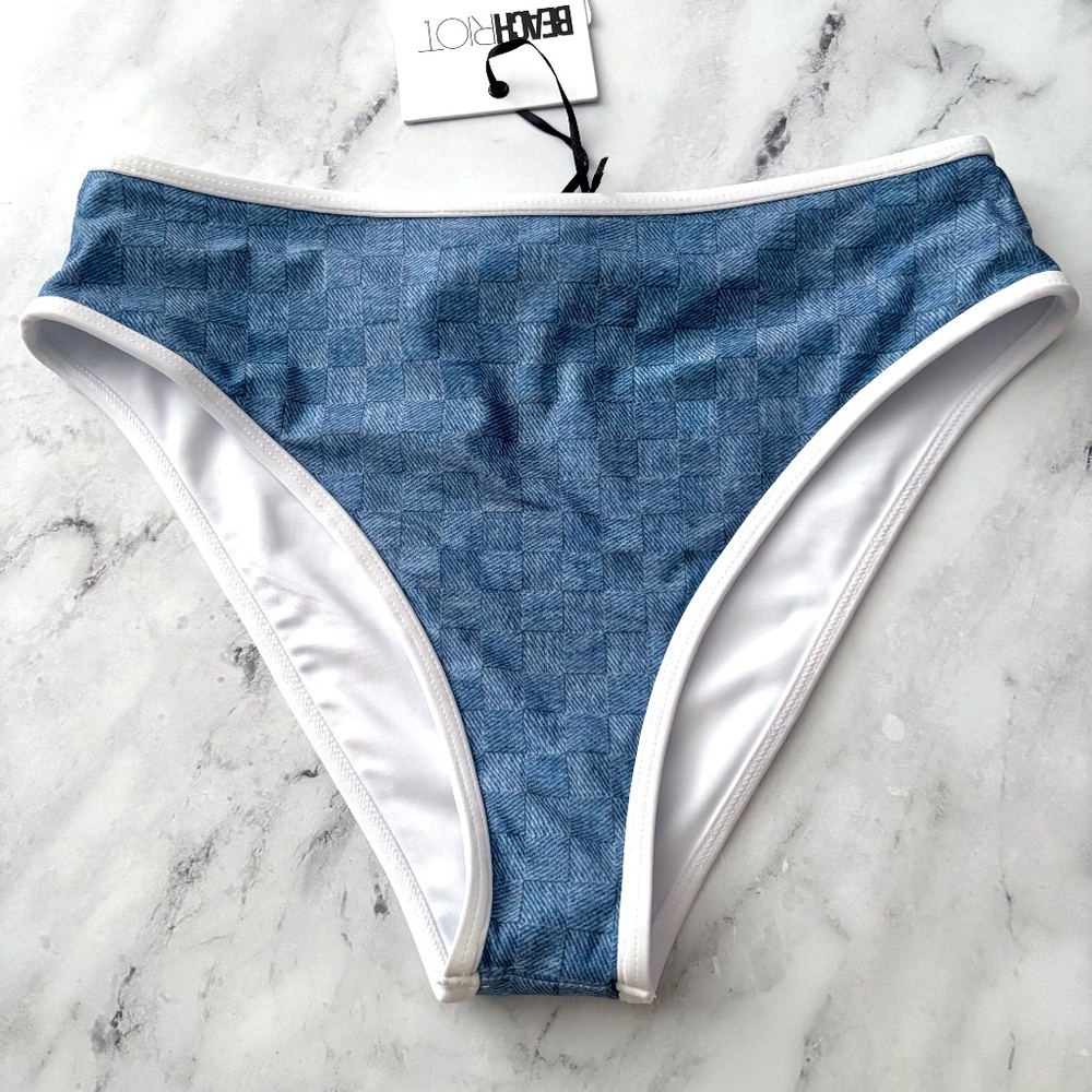 Beach Riot Denim Daze High Cut Bikini Bottoms